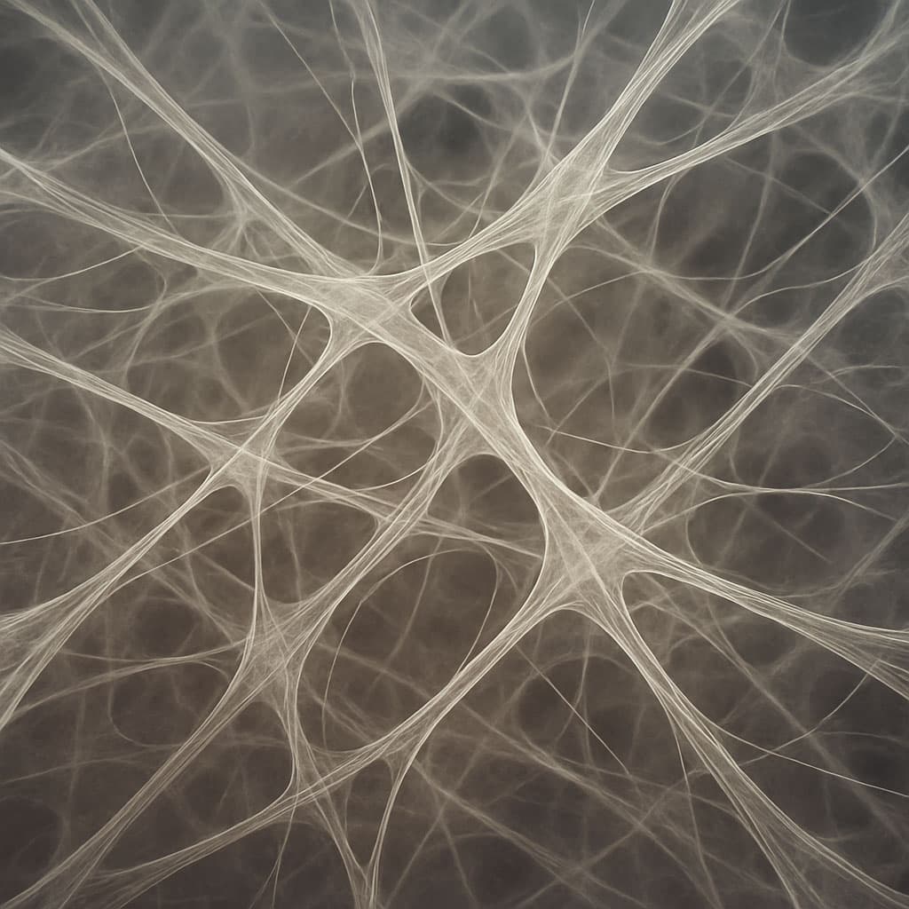 Graficzne przedstawienie sieci tkanki powięziowej, ważnej w fizjoterapii w Markach.